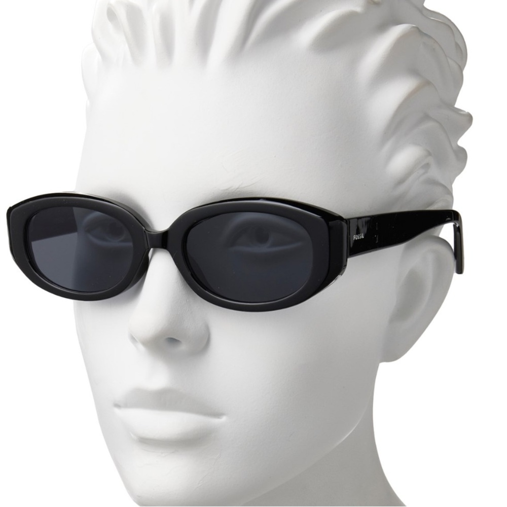 Fossil Unisex Oval Cutoff FW237 Sunglasses in Shiny Black Frame